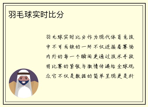 羽毛球实时比分